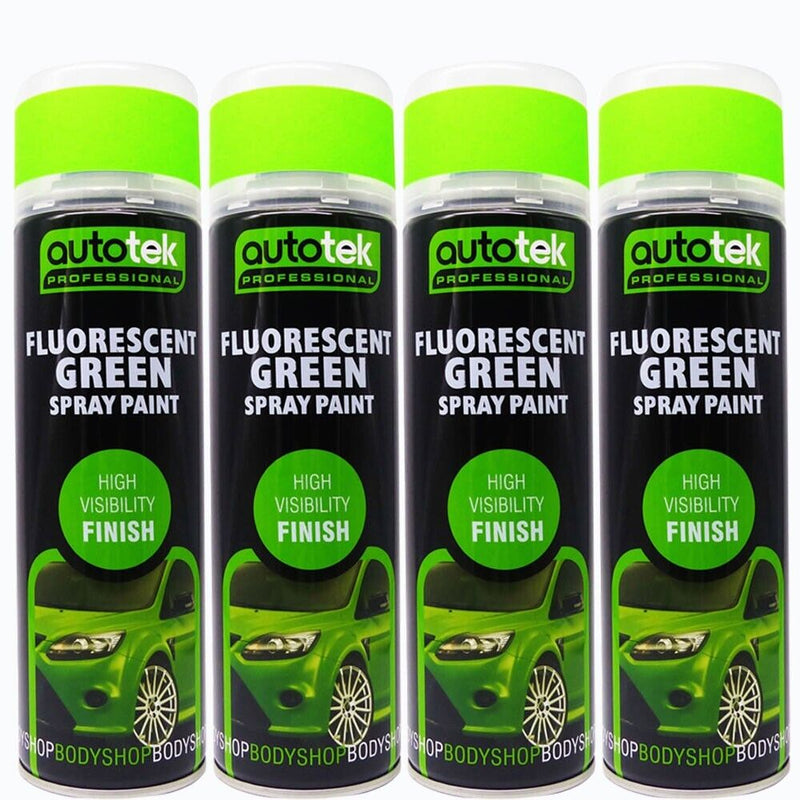 6 x Fluorescent Bright Green High Visibility AUTOTEK Bodyshop Spray Paint+G+C✅
