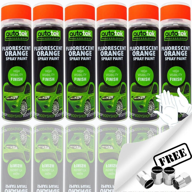 Autotek Fluorescent Orange Spray Paint 6 Cans