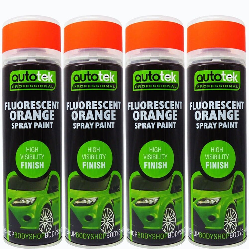 6 x 500ml Fluorescent ORANGE Bright High Visibility AUTOTEK Spray Paint + G+C✅