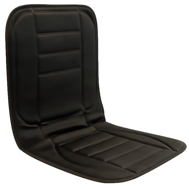 SW 12v In Car Van Plug Black Front Single Seat Cover Thermal Heated Support Cushion +Caps