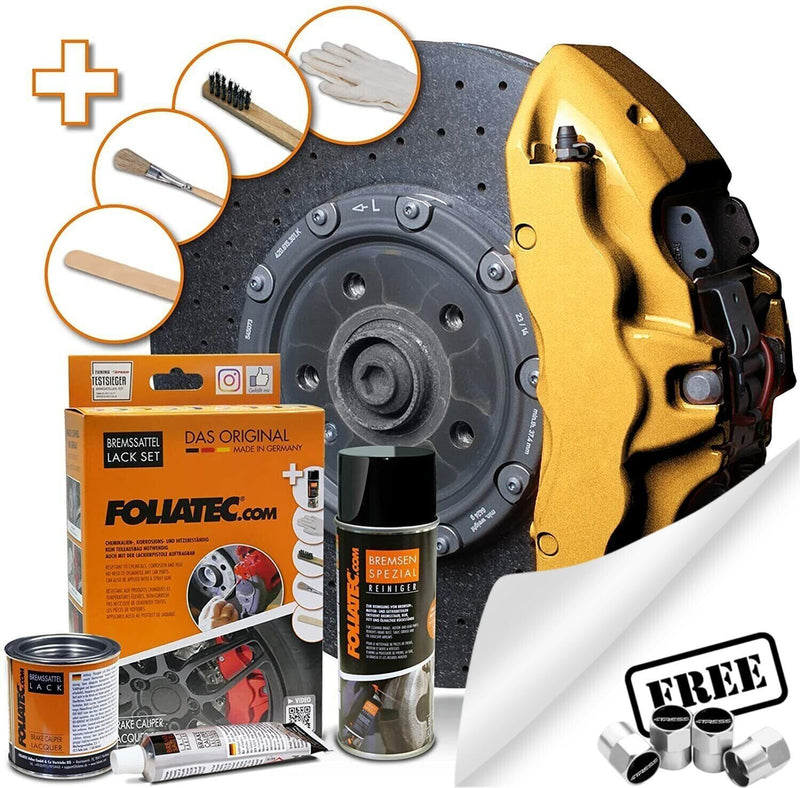 Foliatec Gold Metallic 2165 Car Bike Engine Brake Caliper High Temp Paint Lacquer Kit +Caps