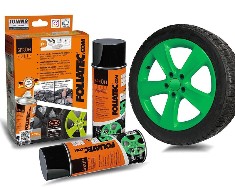 Foliatec Green 2074 Car Alloy Wheels Bike Boat Peelable Protective Film Spray Paint Set +Caps