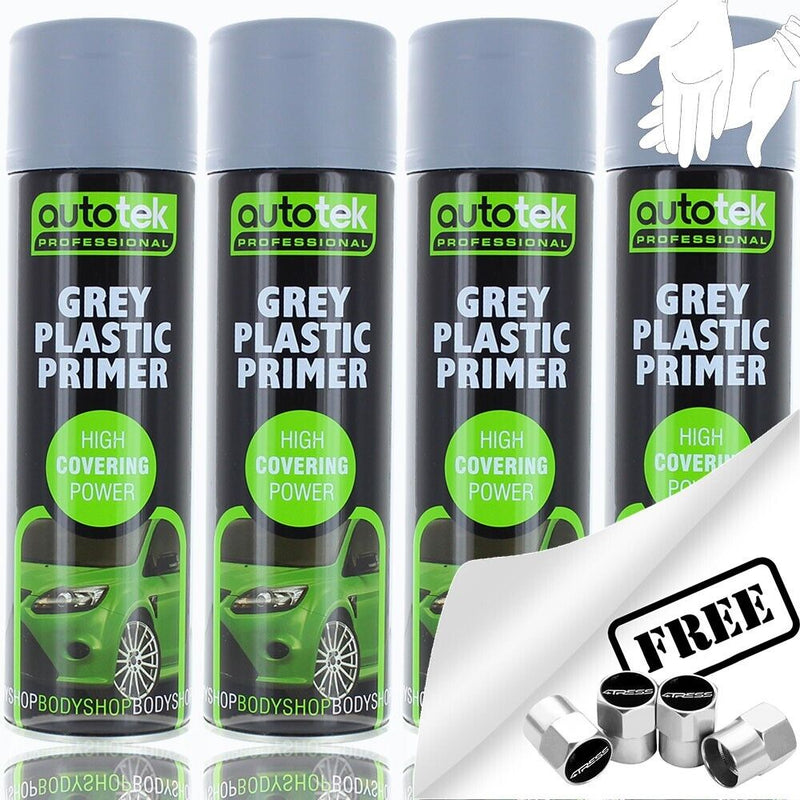 Autotek Grey Plastic Primer Spray Paint 4 cans