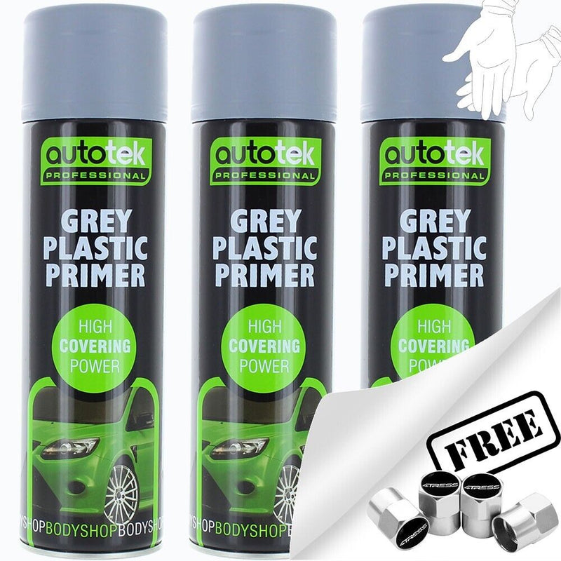 Autotek Grey Plastic Primer Spray Paint 3 cans