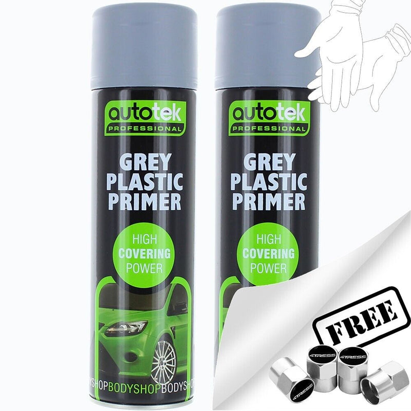 Autotek Grey Plastic Primer Spray Paint 2 Cans