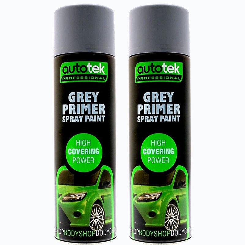 2x Autotek GREY PRIMER Aerosol Spray Paint Professional High Covering Power+G+C✅