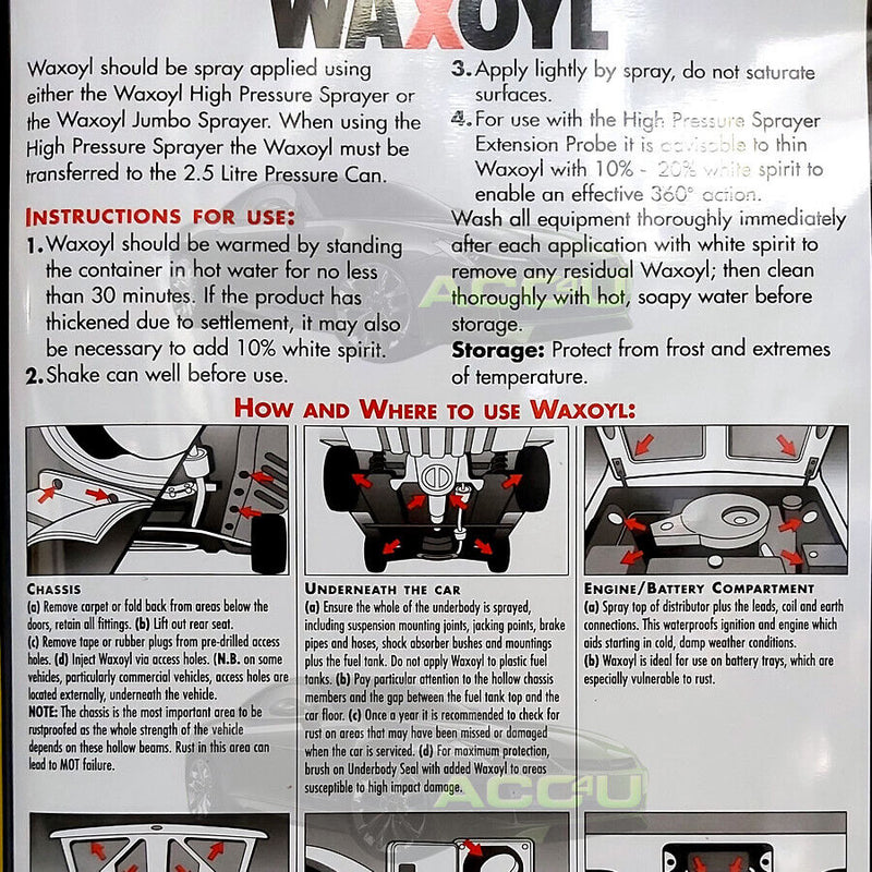 2x Hammerite Waxoyl BLACK Car Underbody Seal Rust Proofing Treatment 5L Can +Gloves