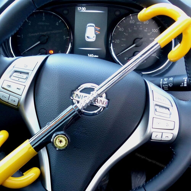 For Nissan Qashqai Car Double Claw Anti Theft High Security Steering Wheel Lock +Caps