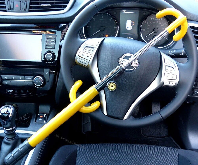 For Nissan Qashqai Car Double Claw Anti Theft High Security Steering Wheel Lock +Caps