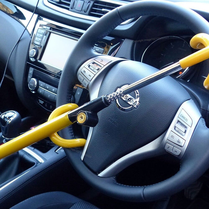 For Nissan Qashqai Car Double Claw Anti Theft High Security Steering Wheel Lock +Caps