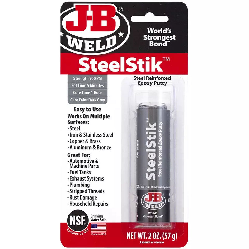 JB Weld SteelStik Iron Copper Brass Aluminium Repair Epoxy Putty Bond
