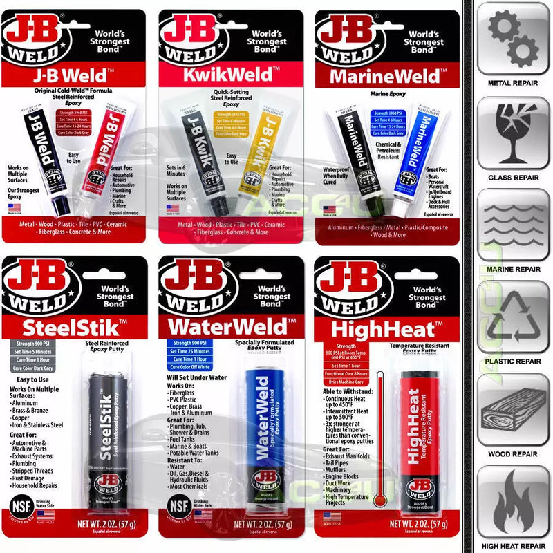JB Weld SteelStik Iron Copper Brass Aluminium Repair Epoxy Putty Bond