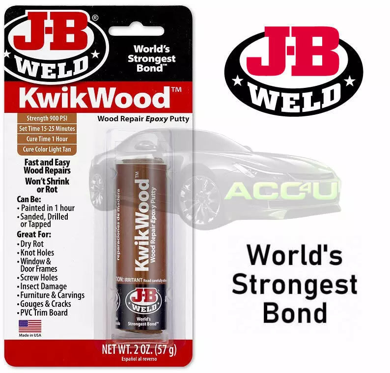 JB Weld KwikWood Wood Furniture Door Frame Hole Crack Repair Epoxy Putty Bond