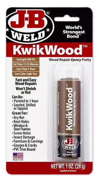JB Weld KwikWood Wood Furniture Door Frame Hole Crack Repair Epoxy Putty Bond