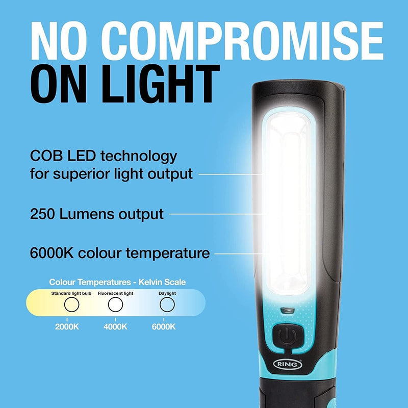 Ring RIL3600C MAGflex Twist Ultra Bright COB LED Inspection Lamp Torch Light +Caps