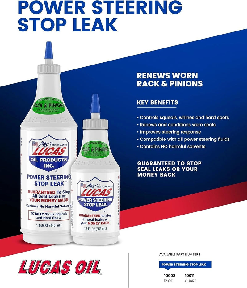 Lucas Power Steering Stop Leak Oil Fix Box Fluid Seal 355ml Car Treatment