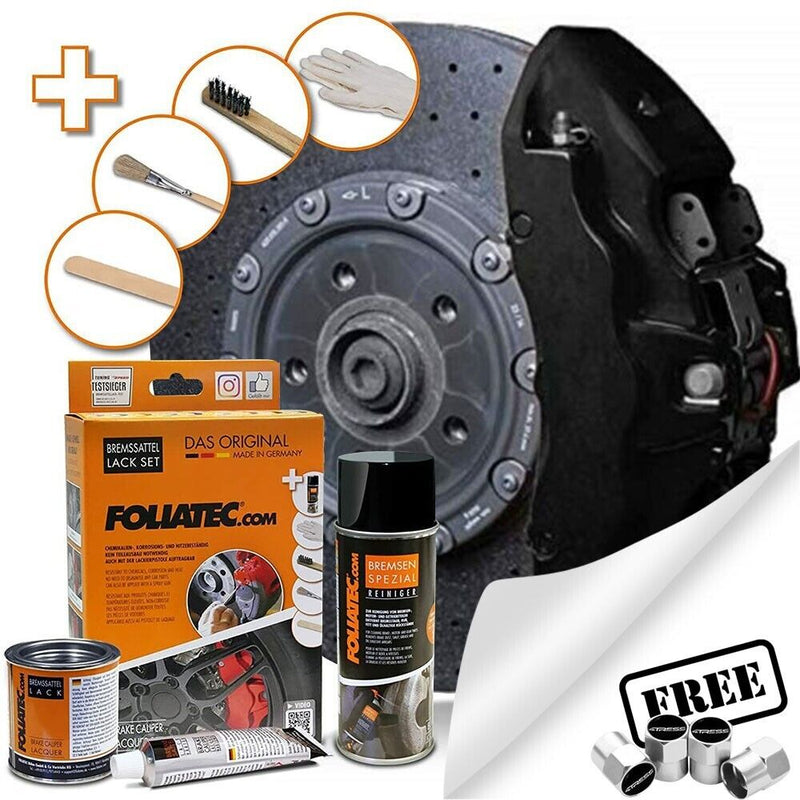 Foliatec Matt Black 2176 Car Bike Engine Brake Caliper High Temp Paint Lacquer Kit +Caps