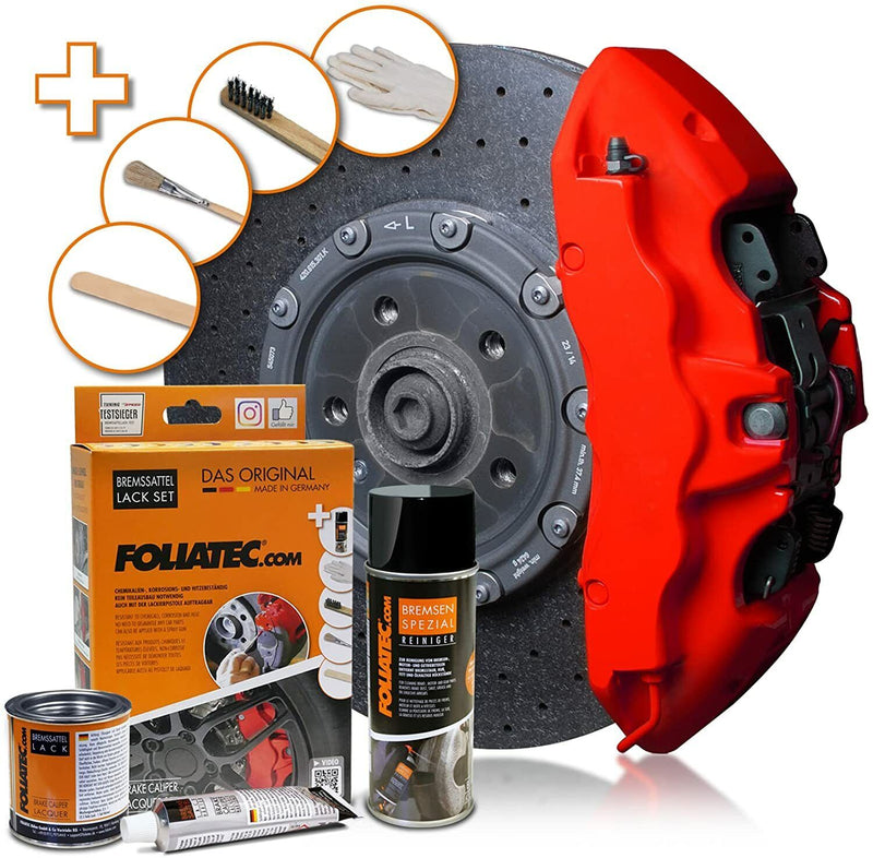 Foliatec Matt Rosso Red 2175 Car Bike Engine Brake Caliper High Temp Paint Lacquer Kit +Caps