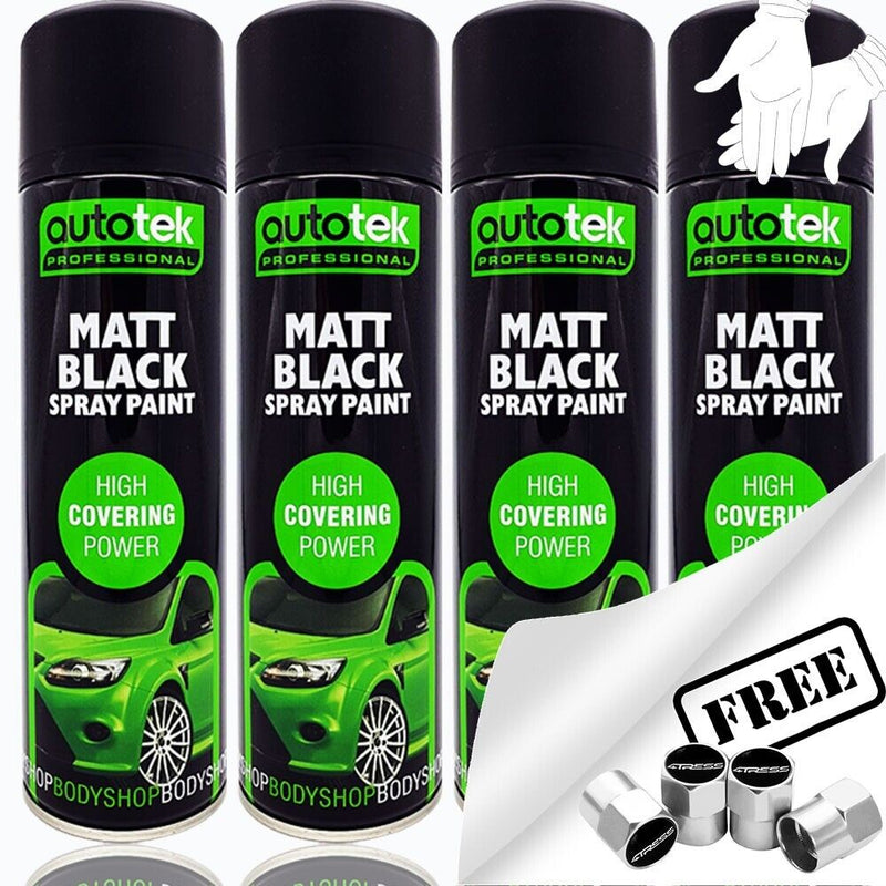 Autotek Matt Black Spray Paint 4 Cans