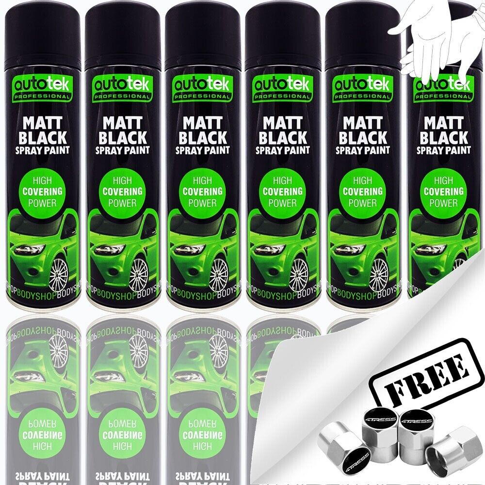 Autotek Matt Black Spray Paint 6 cans