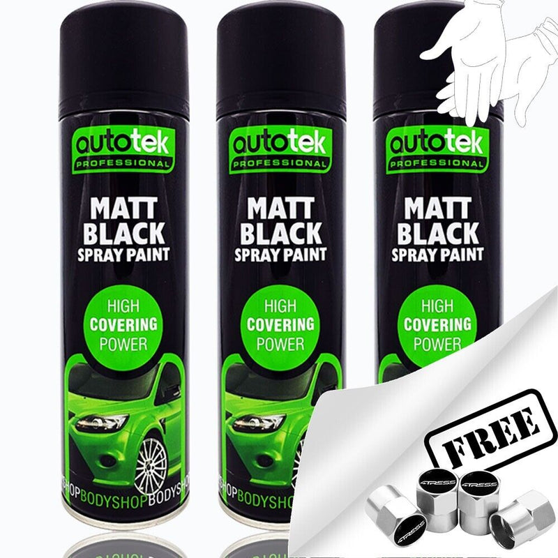 Autotek Matt Black Spray Paint 3 cans