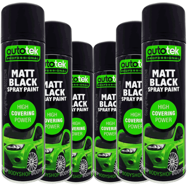 12 x Autotek MATT BLACK Spray Paint Professional Bodyshop High Covering +G+C✅