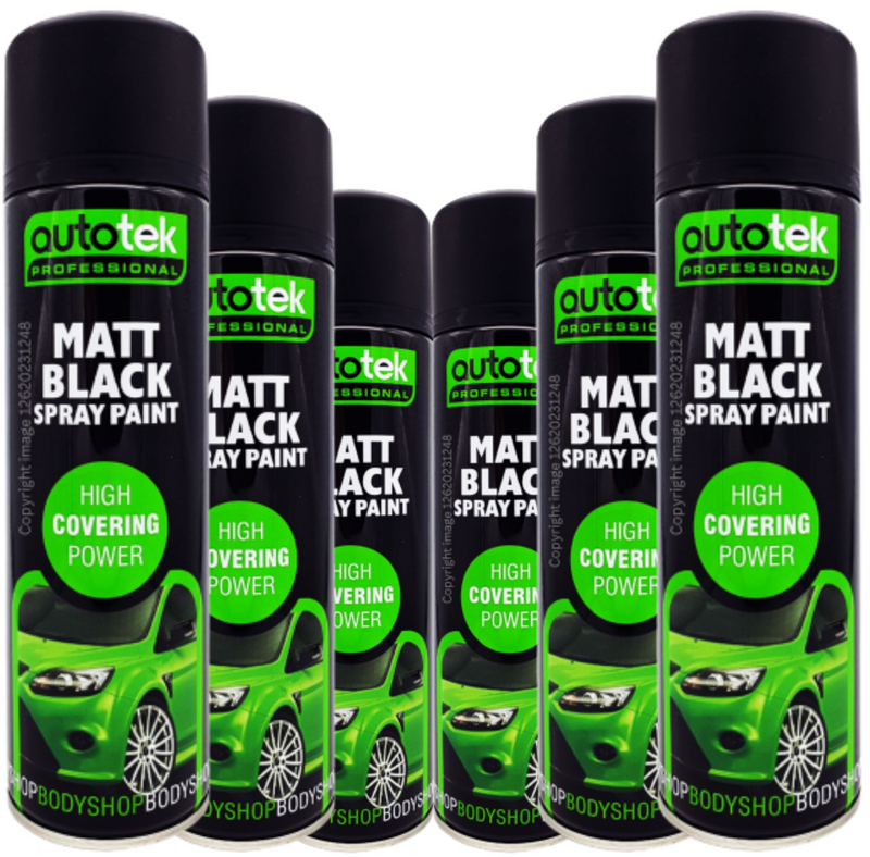 12 x Autotek MATT BLACK Spray Paint Professional Bodyshop High Covering +G+C✅