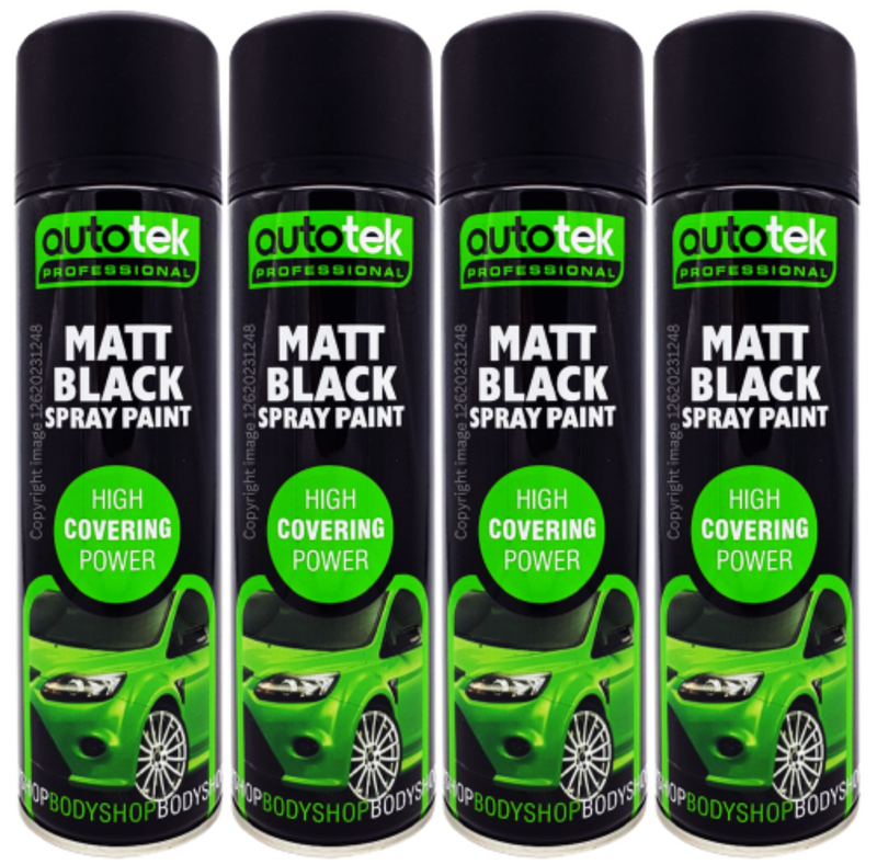 6 x Autotek MATT BLACK Spray Paint Bodyshop High Covering Power+G+C✅