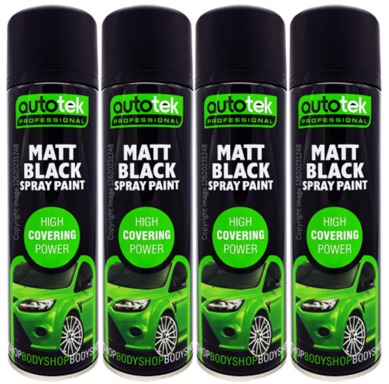 12 x Autotek MATT BLACK Spray Paint Professional Bodyshop High Covering +G+C✅