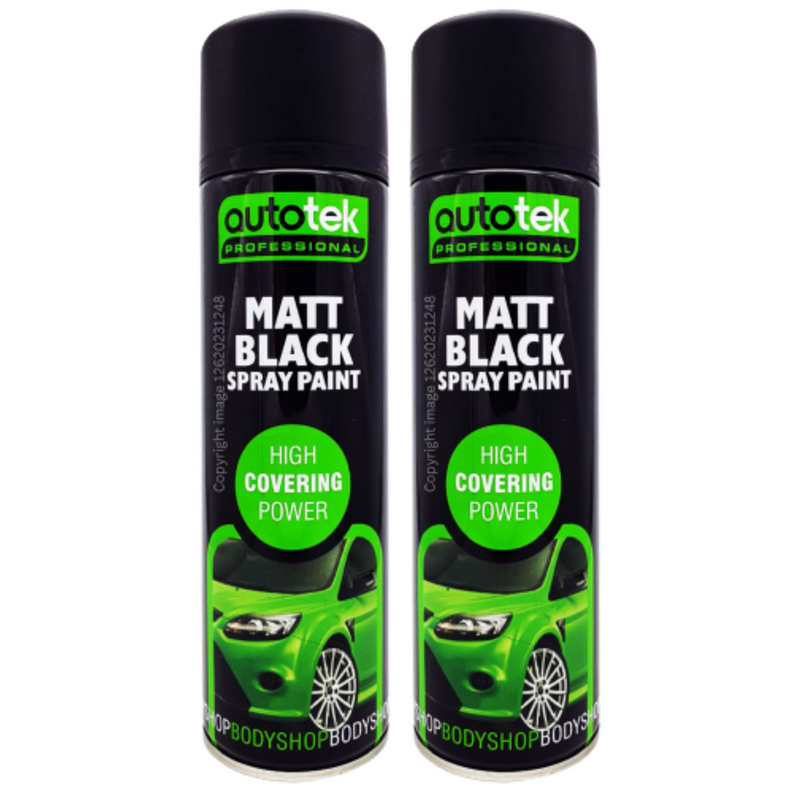 6 x Autotek MATT BLACK Spray Paint Bodyshop High Covering Power+G+C✅