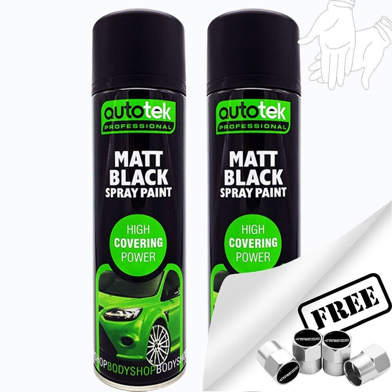 Autotek Matt Black Spray Paint 2 Cans