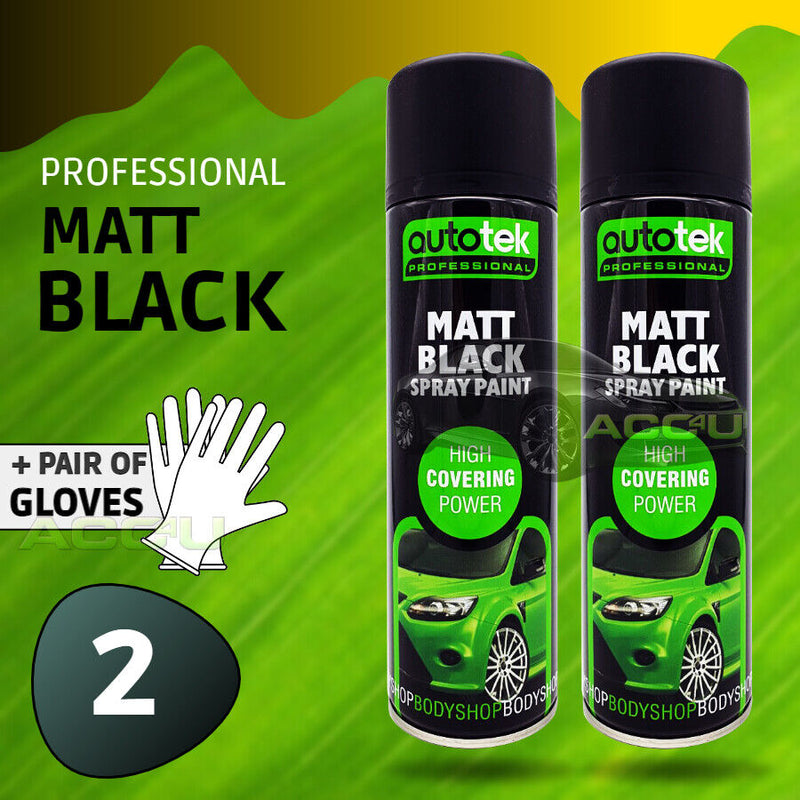 2x Autotek MATT BLACK Spray Paint Bodyshop High Covering Power+G+C✅