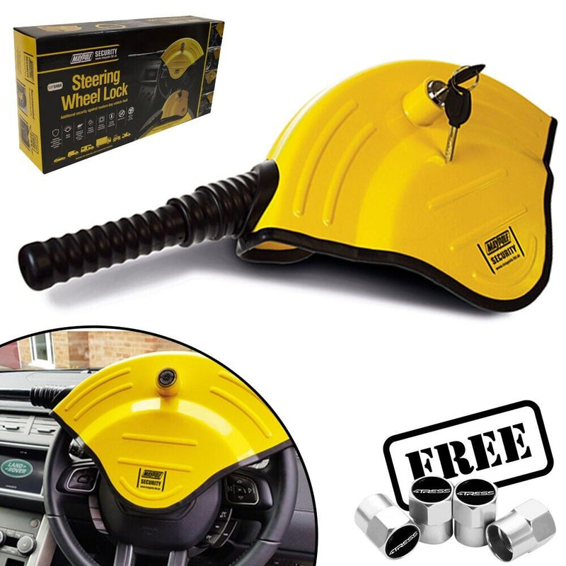 Maypole MP5494 Car 4x4 Anti Theft High Security Disc Type Steering Wheel Lock +Caps