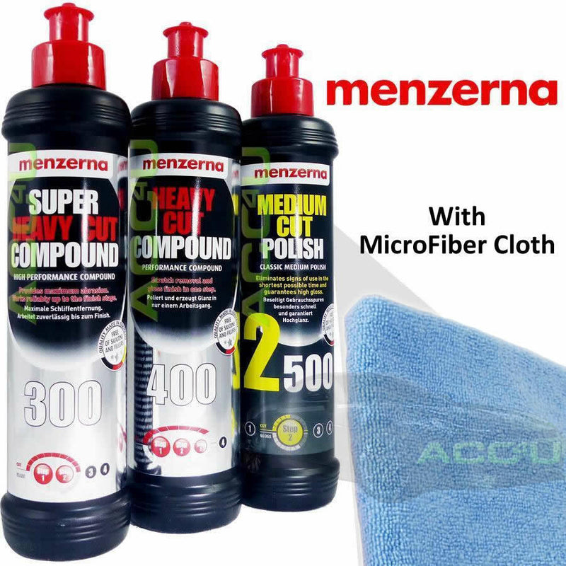 Menzerna 300 Super Heavy Cut+400 Heavy Cut Compound+2500 Medium Cut Polish +CL +Caps