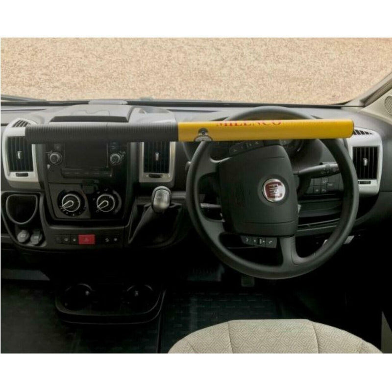 Milenco Commercial Van 4x4 Sold Secure Gold High Security Yellow Steering Wheel Lock +Caps