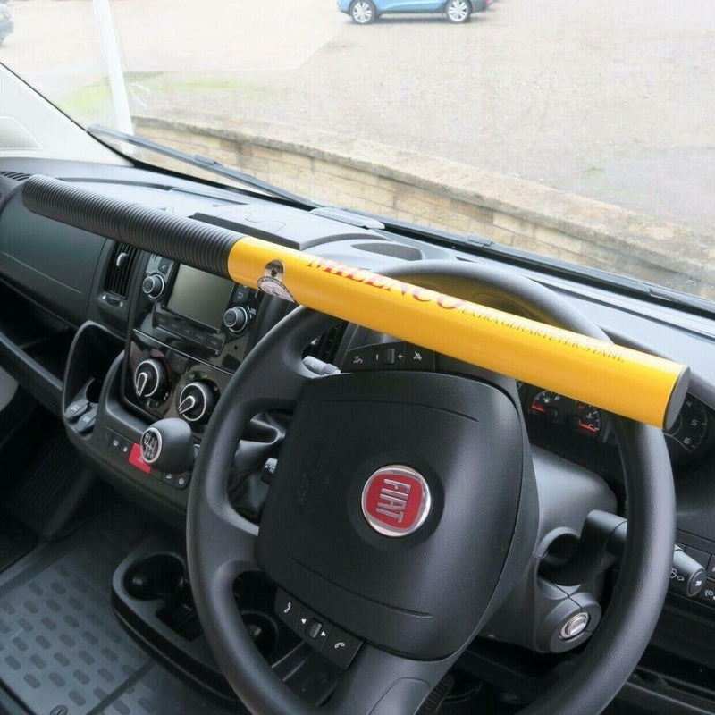 Milenco Commercial Van 4x4 Sold Secure Gold High Security Yellow Steering Wheel Lock +Caps