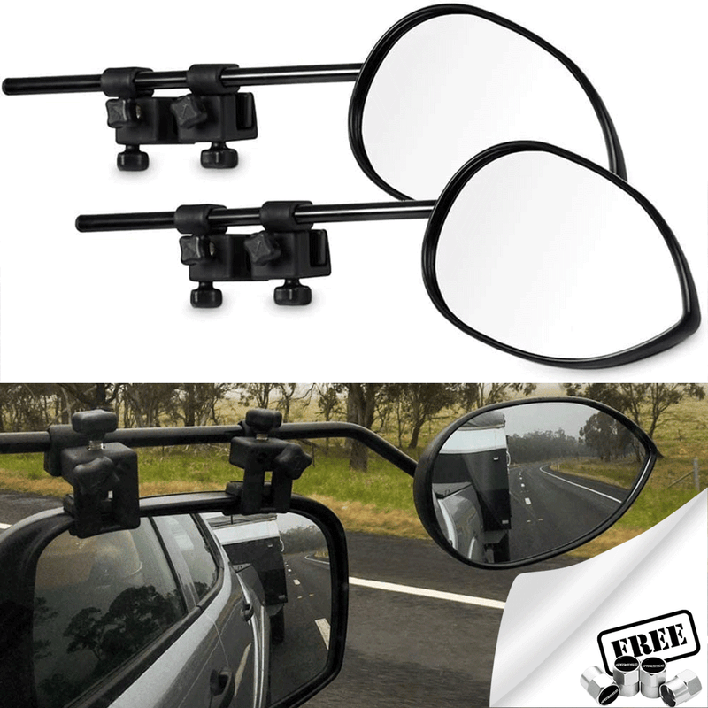 Milenco Car Van 4X4 Caravan Standard Glass Aero Towing Mirrors Strap Free With Bag +Caps