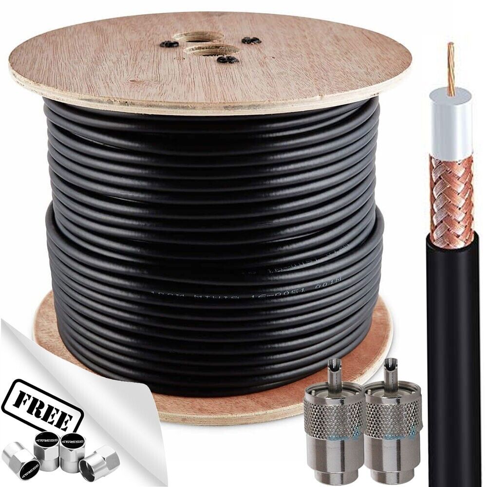 Black Mini 8 CB Radio Coaxial Cable 50m Roll Drum 50 Ohm