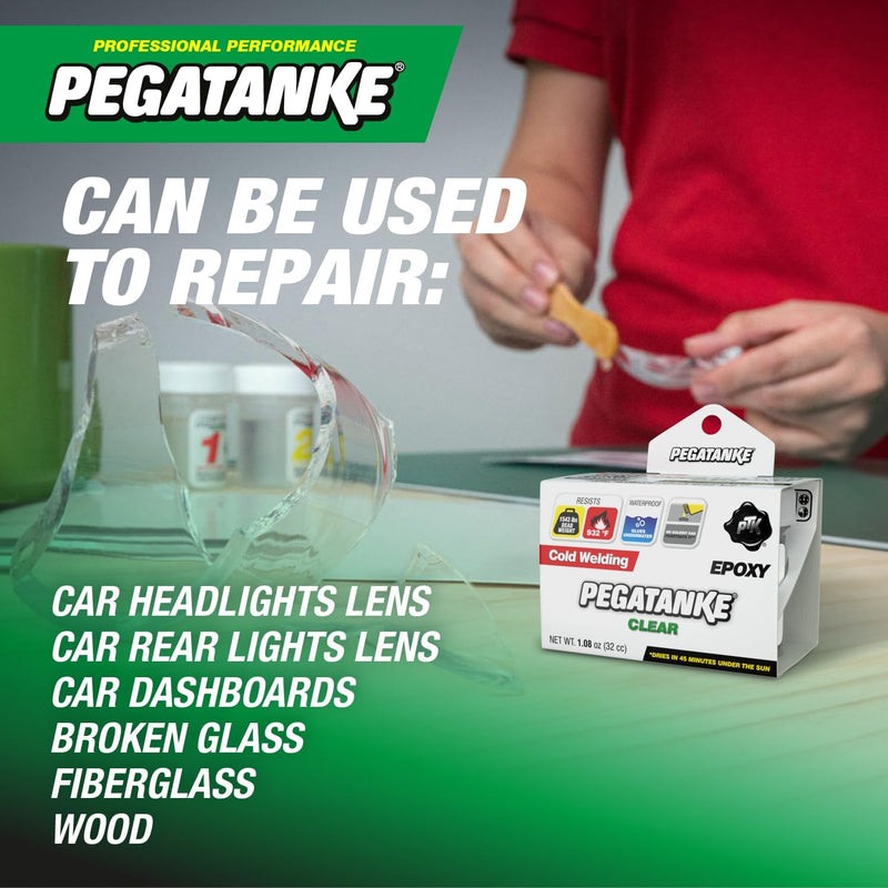 Pegatanke CLEAR Professional Cold Weld 2 Part Super Strong Epoxy Resin Glue Bond