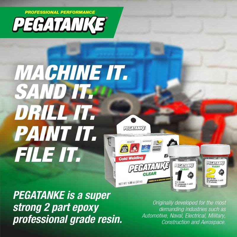 Pegatanke CLEAR Professional Cold Weld 2 Part Super Strong Epoxy Resin Glue Bond