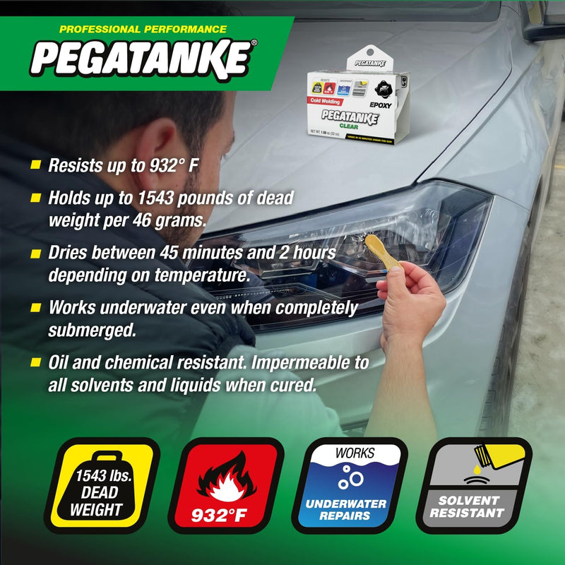 Pegatanke CLEAR Professional Cold Weld 2 Part Super Strong Epoxy Resin Glue Bond