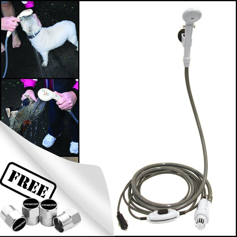 Portable Shower System 12v Car Plug Camping Caravan Outdoor Festivals SWSHO +Caps
