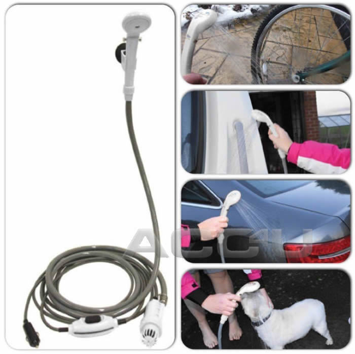 Portable Shower System 12v Car Plug Camping Caravan Outdoor Festivals SWSHO +Caps