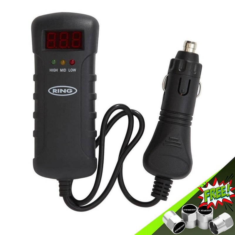 Ring RBA3 12v 24v LED Digital Display Voltmeter With Car DC Plug Battery Tester +Caps