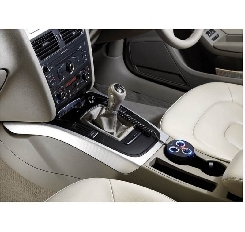 Ring RMS13 12v Car 2 Way Twin Cigarette Lighter Multi Socket Micro USB Power Adapter +Caps