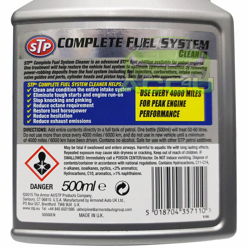 STP Car Petrol Engine Complete Fuel System Cleaner Performance +Caps