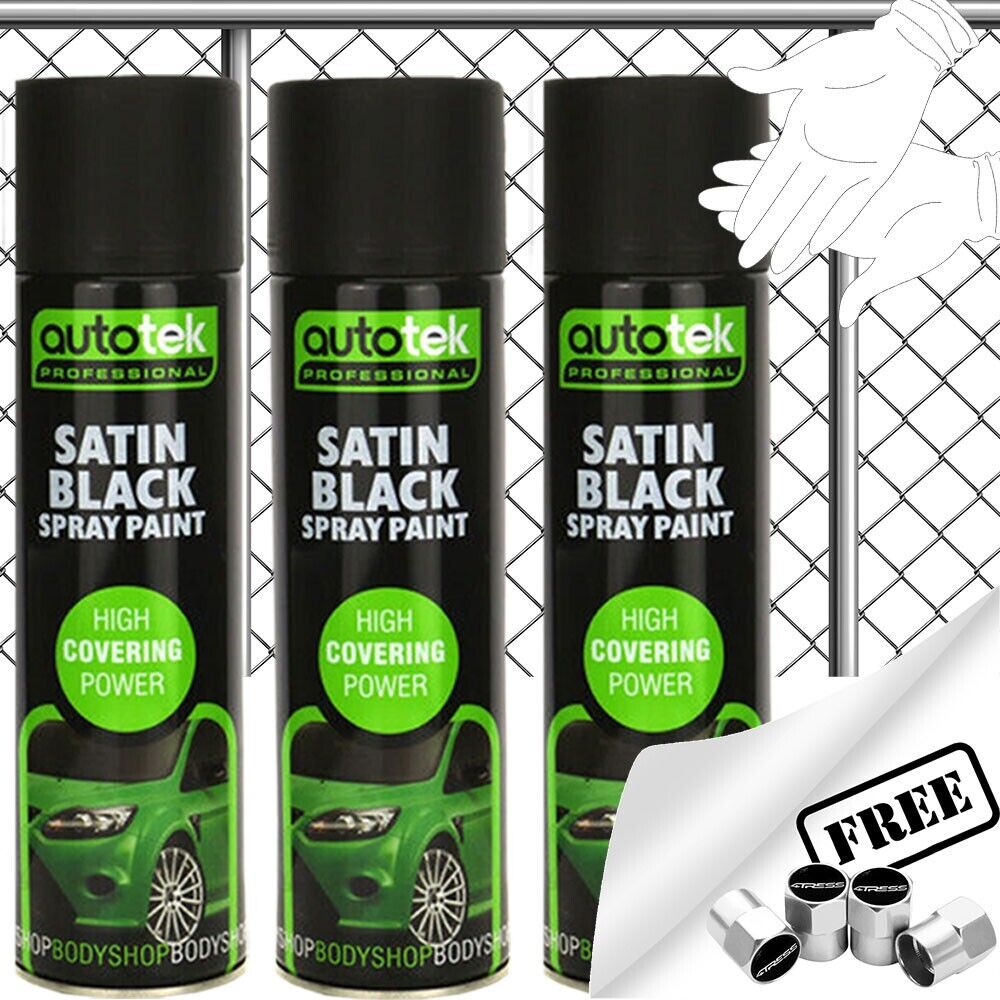 Autotek Satin Black Spray Paint 3 Cans