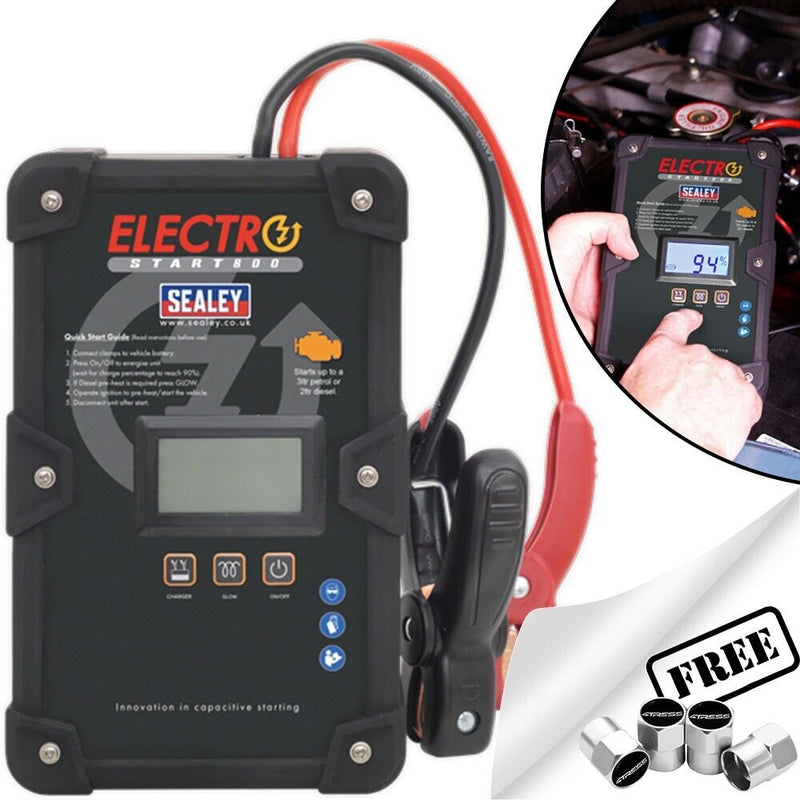 Sealey E/START800 Batteryless Power Start 12v 800A Car Van Battery Booster Jump Starter +Caps