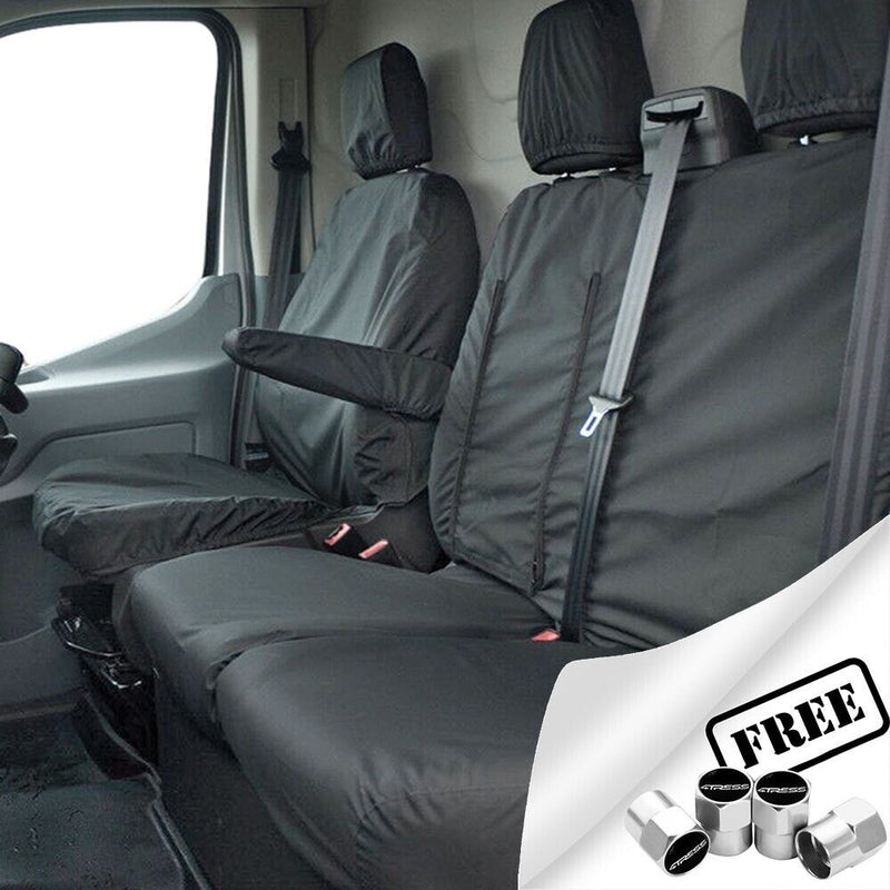 For Volkswagen VW Transporter T5 & T6 Van 2010> Tailored Waterproof Seat Covers Set +Caps