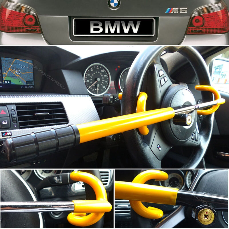 For BMW Car Double Claw Anti Theft Strong High Security Steering Wheel Lock +Caps